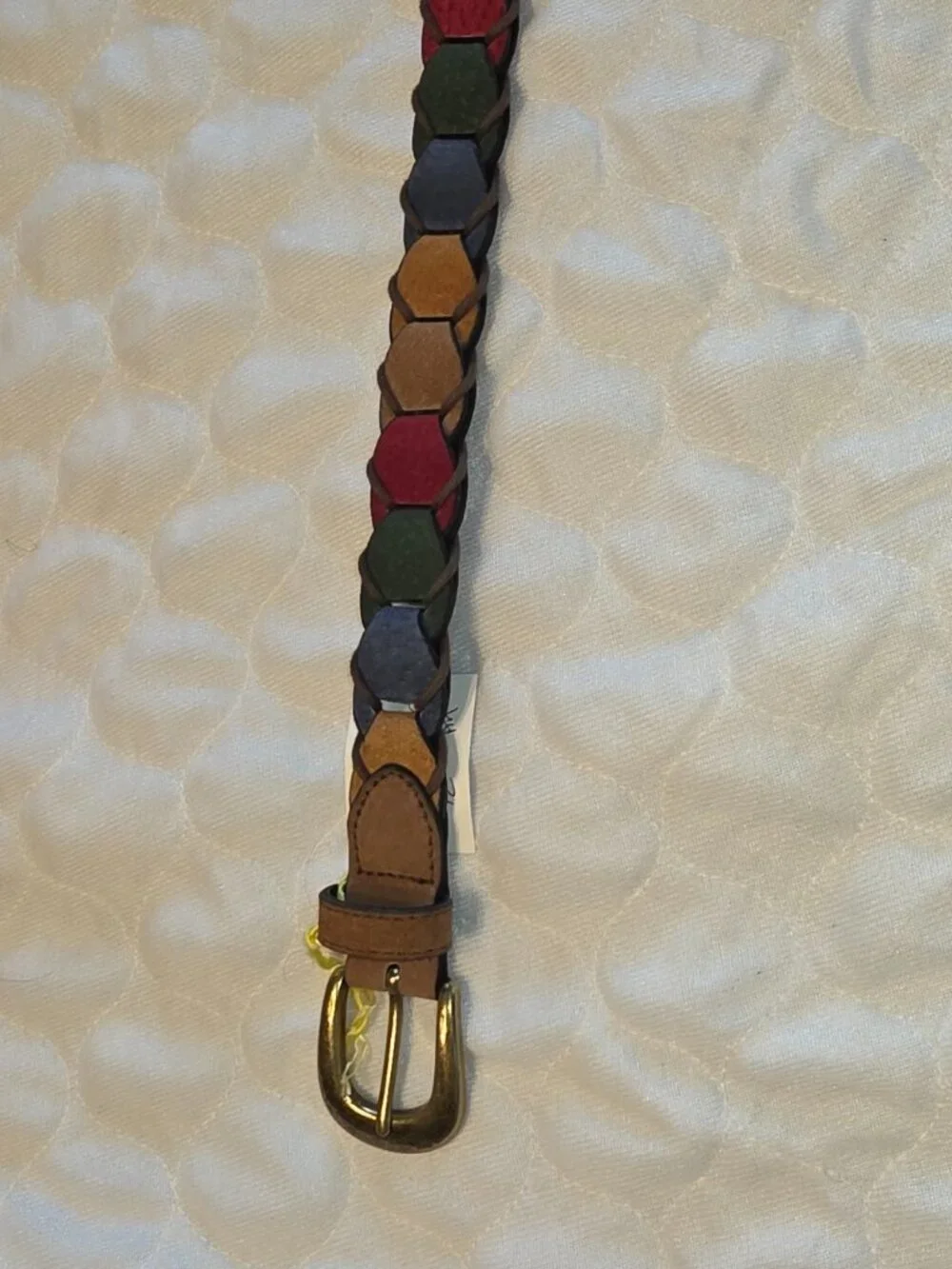 Vintage Braided Leather Belt 1990s Suede Multicolor Boho Pig Split Sz M Retro